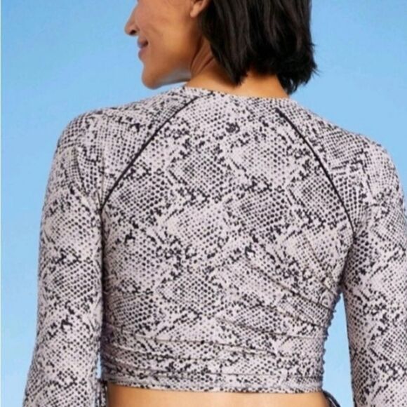 All In Motion Swim Side-Cinch Long Sleeve Rash Guard Gray and Speckled Black NWT - Picture 4 of 10